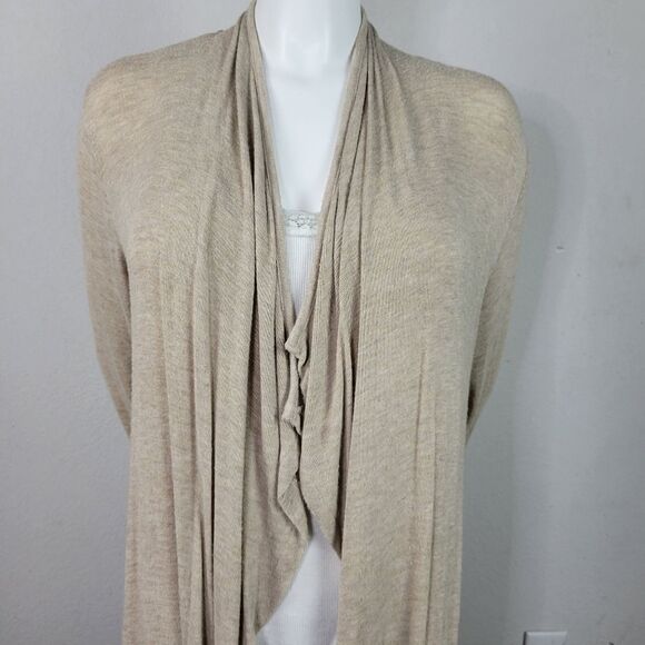 Ellen Tracy Oatmeal Heather Open‎ Front Long Cardigan Size M - Picture 2 of 8